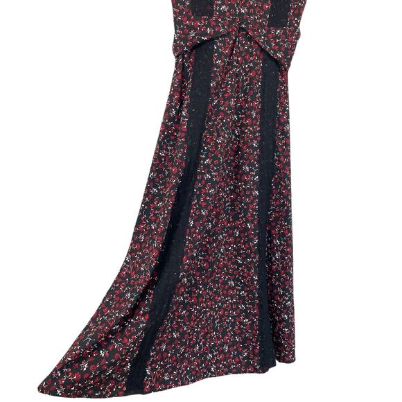 Thakoon Collective Floral Lace Maxi Dress Dark Floral Prairie Boho Sz 4 - Picture 8 of 12